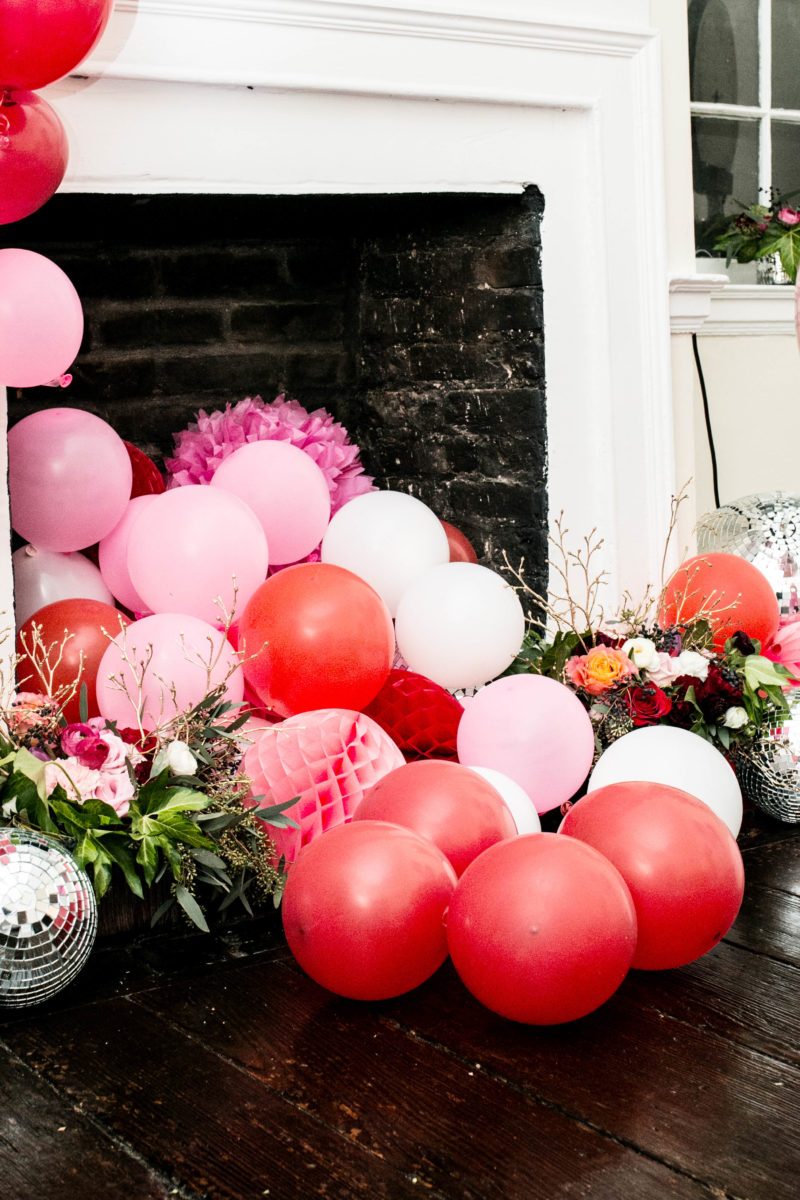 Balloons in the fireplace at Galentine's Day DC