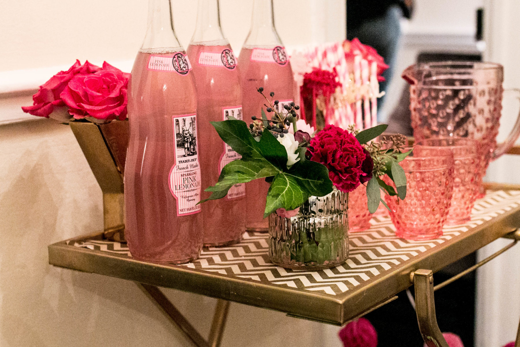 Decorated beverage cart at Galentines Day DC